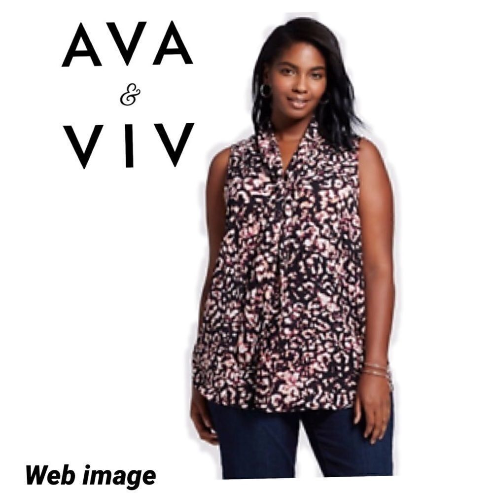 Ava-viv sleeveless blouse  tie bow 1x